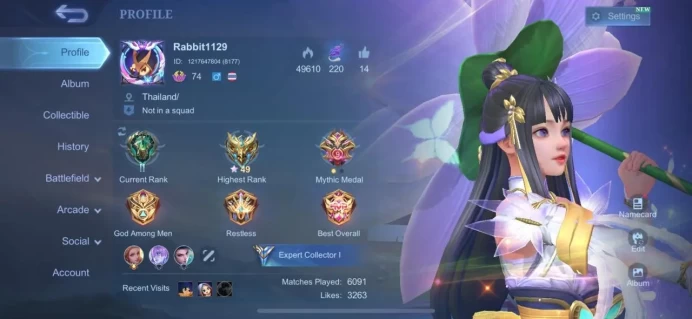 ML236//Level 74 214 Skins Epic Rank Kagura and Leslie Gold Star Zodiac Zask and Odette Collector Natalia Kimmy's Box Alice