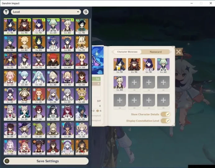 Asia|AR 56|6 Limit +6(*5Wep)|(Raiden,Clorinde)+Sign,Linnea,Xilonen,HuTao,Venti|Mc Male|Low Explore Map|TakeMail|(GI6280)