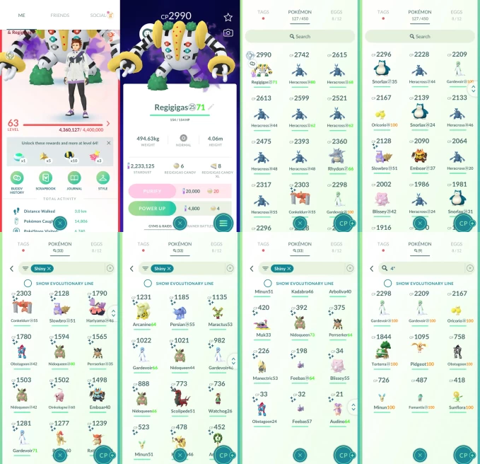 ACm1293 -lv 63 Valor | x22 2000CP | x2 Legendary | x33 shiny | x9 100IV | Shadow Regigigas | Uxie shiny Conkeldurr Emboar Perrserker Gardevoir F