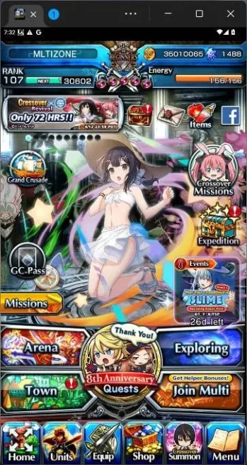 GLOBAL|Ascend 13|Rank 107|Crystal 1488|Okarun TW,S Miyu,Chloe TW,Fen TW,Sakura,Valerie,Shuna TW,Veldora TW,etc|check SS|GS188B