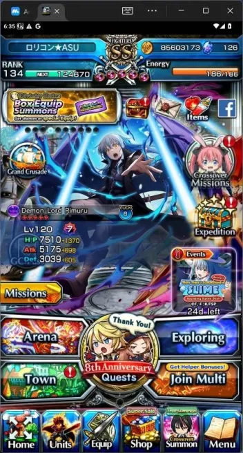 GLOBAL|24 Ascend|Rank 134|Inumuta TW,S Miyu,S Emiya TW,Islid,Jay TW,DLRimuru TW,Shaltear TW,etc|Check SS|GS192B