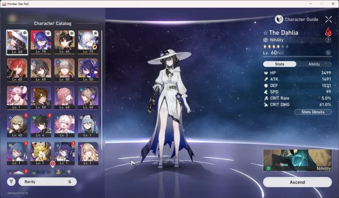 ASIA | TL 53 | Yao Guang | Dahlia | Acheron | Dan Heng PT | Himeko | Ruan Mei | Seele | Fuxuan | MC Male HSR072B