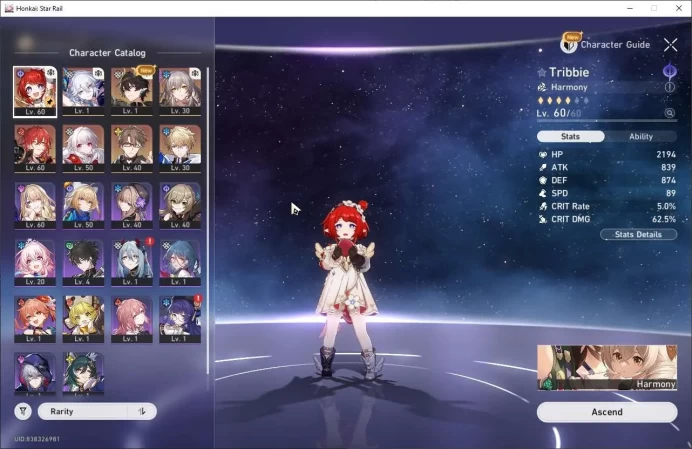 ASIA | TL42 | Tribbie, Yao Guang, Dan Heng PT | Himeko, Clara, Welt, Gepard |MC Stelle| GI: AR15, Sigewinne, 2.8k Prims HSR084B