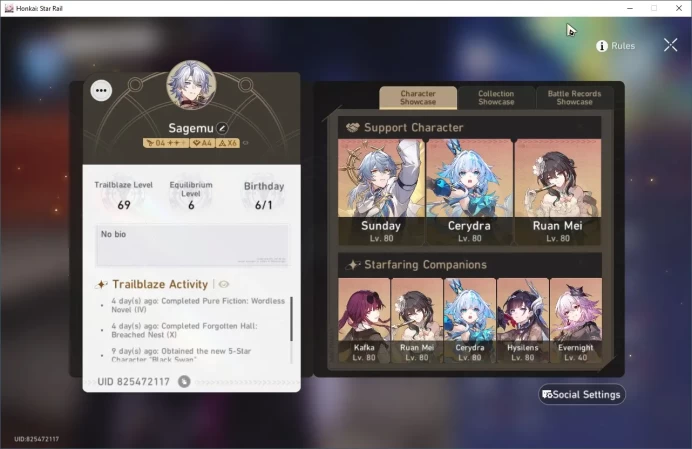 ASIA|Phainon Prem+DoT Prem|E1S1 Hysilens|S1:Phainon/Sunday|Cyrene|Dan Heng PT|Cerydra|BS/Kafka/RM/Seele/Archer/Saber|HSR101B
