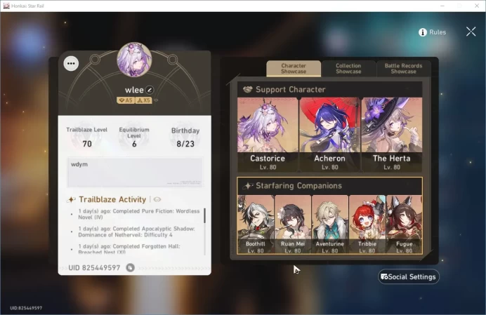 ASIA TL70|17 Lim|S1:Yao Guang/Acheron/Boothill/Herta|Firefly Prem|Cipher|Sparkle|Aven|Dan Heng PT|Fugue|Tribbie|Caelus|HSR112B