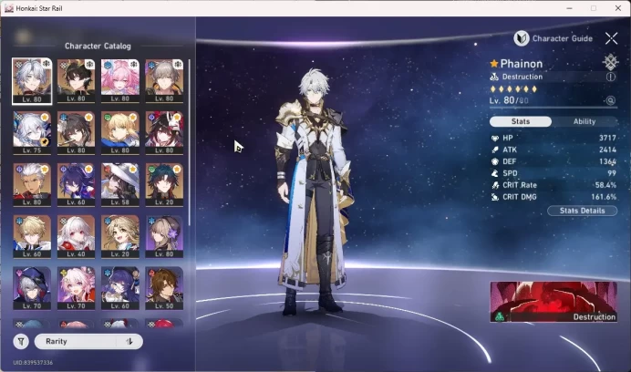 ASIA | TL 66 | 9 Limit Phainon | Cyrene | Yao Guang | Ruan Mei | Saber | Sparkle | Archer | The Dahlia and etc  MC Male HSR134B