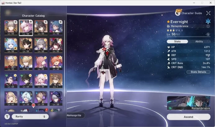 ASIA | TL 40 | evernight, ruan mei, natasha, crydra, dan heng, sparkle, archer for sign n detail check SS HSR157B