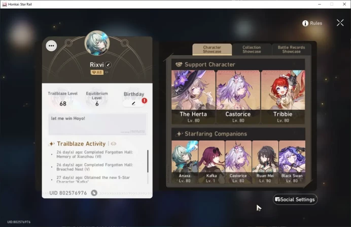ASIA|TL 68||10 limit|Castorice+sign,Tribbie+sign,TheDahlia,Anaxa,TheHerta,etc check SS|MC Male|HSR169B