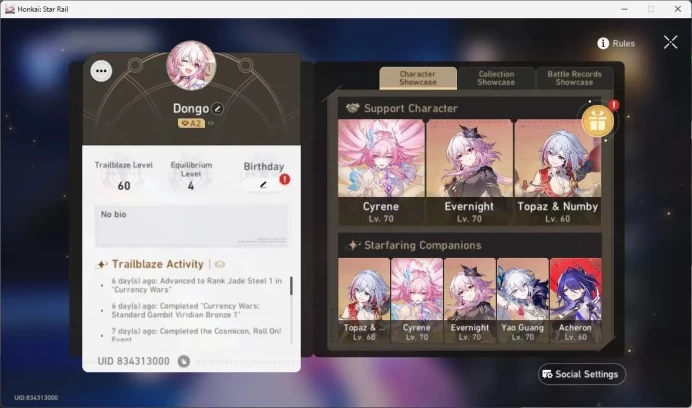 ASIA|TL60|7 limit|YaoGuang sign,Evernight,Cyrene,RuanMei|MC Female|HSR209B