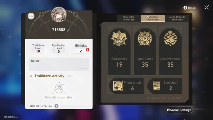 Asia|TL 19|Starter|4 Limited|Kafka,Fuque,DanHengPT,Archer|Female MC|Check SS|Take Mail|HSR218B