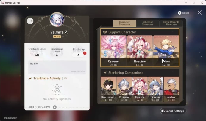 ASIA|TL68|9Limit|Phainon,Sunday,Cyrene,Hyacine,YaoGuang,Saber,Archer+Sign,Sparkle|2GoldenCompanion|EtcChekSS|HSR235B