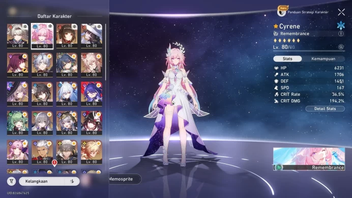 ASIA | TL 70 | 15 Limit | MC Male | Cyrene Sign, Sparkle Sign, Jingliu Sign, Mydei Sign, FuXuan Sign, Fire Fly HSR239B