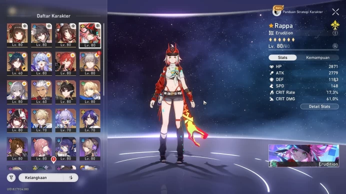 [ASIA TL 70] RAPPA E6S1 FULL MAX TRACES | 15+ 5-STAR CHARS | ROBIN RUAN MEI | E3 BRONYA HIGH END DETAIL CEK SS HSR245B