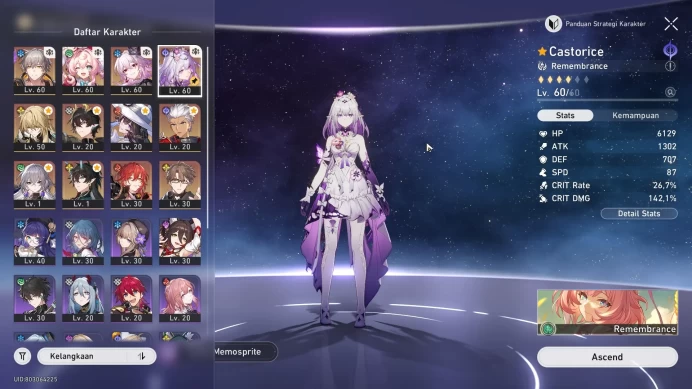 ASIA TL50|Mono Remem Team|Hyacine+Sign|Evernight|Castorice|The Dahlia|Dan Heng PT|Archer|4k Jade|Caelus|Cek SS|HSR293B