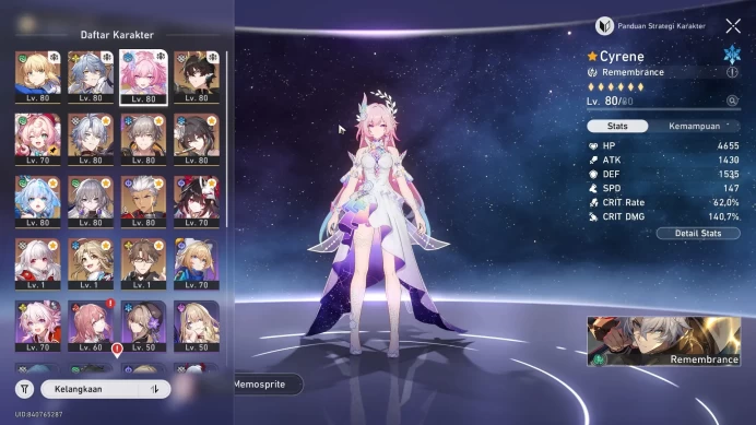 ASIA|TL 66|10 Limit|Premium+H.carry Team|Phainon,Sunday,Cyrene,DanHengPT,Sparkle,Archer,Cerydra,etc|Check SS|HSR303B