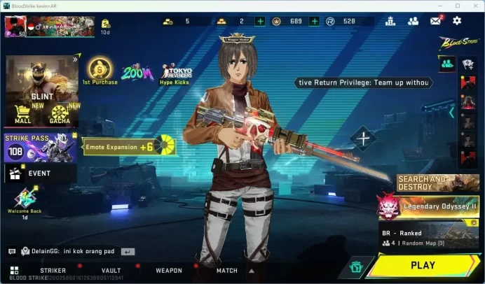 ASIA | EVO FAL-Evolved Draco | 4 Collab Skins | 13 Legendary Skins | 1 Malee Skins | Collab RAN-Mikasa |CEK SS BS705B