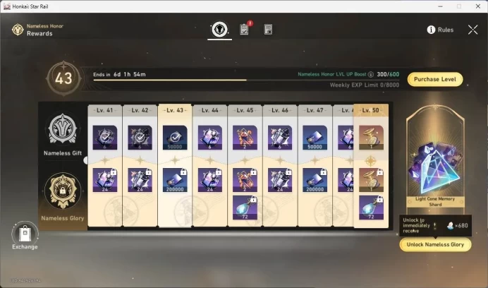 ASIA|TL 42|5 Limit|Kafka, Hyacine E1, Ruan Mei, Dan Heng Pt, Blade,etc|Check SS|MC Male|HSR307B