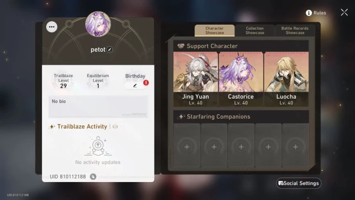 [ASIA] TL 29 | 6 Limit | Castorice | Dan Heng PT | Archer | Jing Yuan | Luocha | Skin March 7 | Detail Cek SS | HSR357B