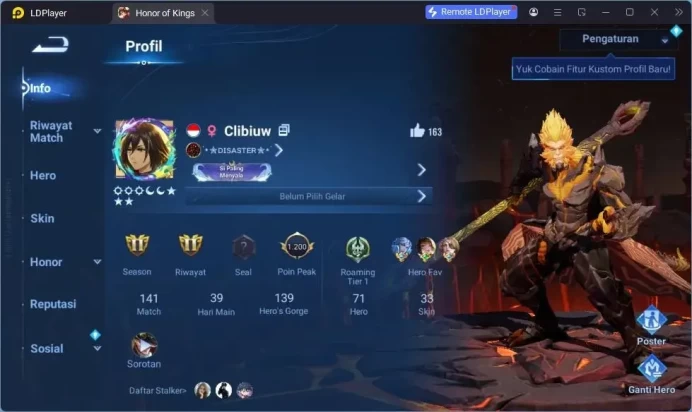 GLOBAL Starter |71HR|33SK|Legend Wukoong,Angela|Cosplay Garo|Event HuangZhong| 2Hero SNK and Etc Check SS HOK308B