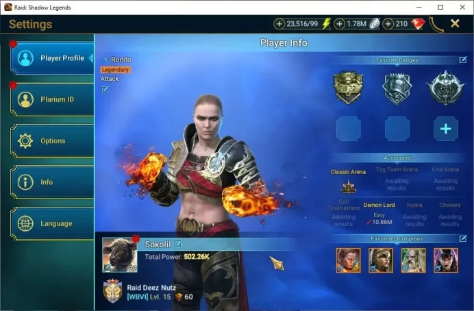 Lv32 502 Power|14 Legendary(Alice,Glorius,McAngelo,Brogni,Xenomorph,Visix,Skeletor,Etc)|23K Energy|Plarium|RSL1484