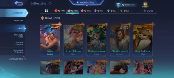 ML363 Mythic Level 38 58 Heroes 115 Skins 51% Winrate