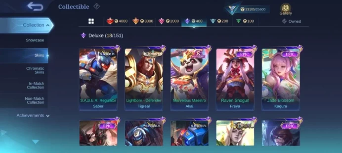 ML397 Mythic Level 48 90 Heroes 107 Skins 53% Winrate