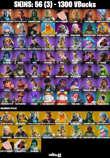 56 skins | Eren Jaeger | Mizuki | Harbinger Armor Omegarok | Burning Ambition Valeria | Immortal Form | Knight's Helm | A0023