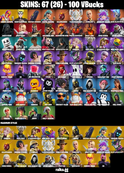 67 skins | Naruto Uzumaki | Candy Axe | Dummy Supreme | Solitary Defender | Pastel Stryder | Kalamadness | A0030