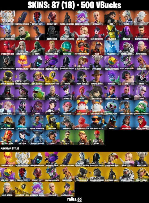 87 skins | Eren Jaeger | Mizuki | Spider-Man Zero | The Ageless Champion | Solitary Defender | Combat Elite | A0041