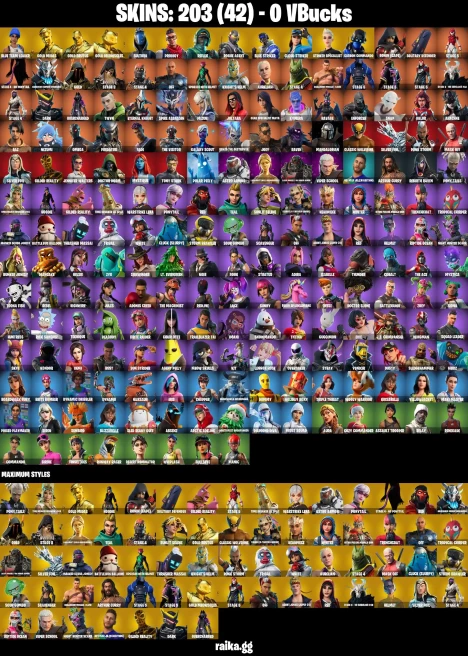 203 skins | Gold Midas | Gold Brutus | Reflex | Orange Justice | Joltara | Rogue Agent | Mandalorian | Mizuki | A0046