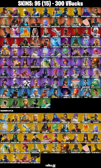 95 skins | Skull Trooper | Lina Scorch | Vivi Chroma | Subzero Cryptic | Point Patroller | Trilogy | Cloud Striker | A0060