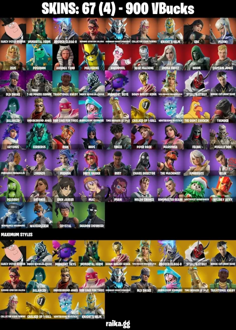 67 skins | Eren Jaeger | Mizuki | Fancy Peter Griffin | Immortal Form | Rococo Cloak-o | Burning Ambition Valeria | A0062