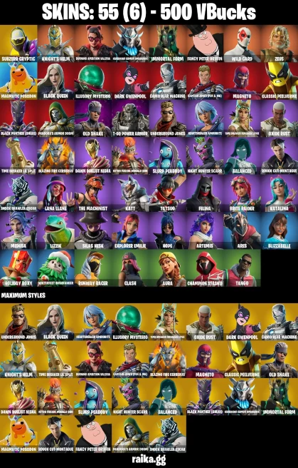 55 skins | Subzero Cryptic | Knight's Helm | Burning Ambition Valeria | Harbinger Armor Omegarok | Immortal Form | A0073