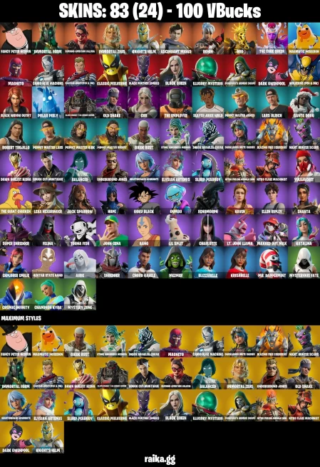 83 skins | Fancy Peter Griffin | Immortal Form | Burning Ambition Valeria | Immortal Zeus | Knight's Helm | A0092