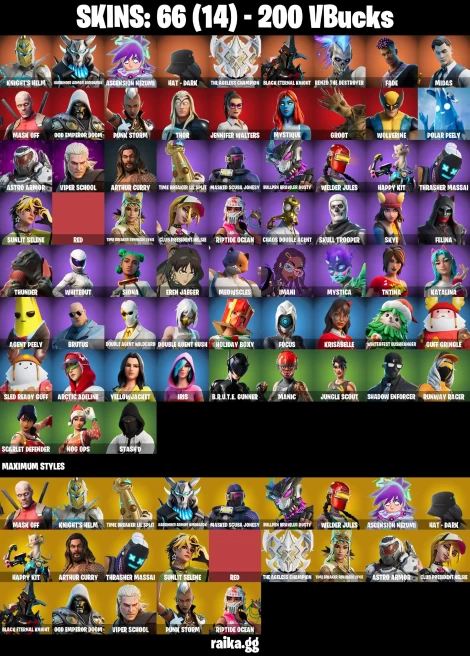66 skins | Skull Trooper | Eren Jaeger | Knight's Helm | Harbinger Armor Omegarok | Ascension Nezumi | HAT - DARK | A0148