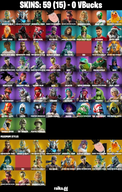59 skins | Knight's Helm | Harbinger Armor Omegarok | Immortal Form | Fancy Peter Griffin | Burning Ambition Valeria | A0152