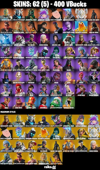 62 skins | Knight's Helm | Harbinger Armor Omegarok | Immortal Form | Ascension Nezumi | Fancy Peter Griffin | A0172