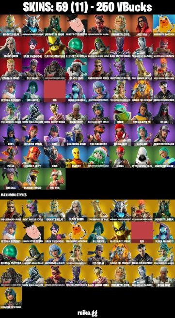 59 skins | Joltara | Knight's Helm | Harbinger Armor Omegarok | Immortal Form | Fancy Peter Griffin | A0173