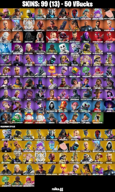 99 skins | Eren Jaeger | Joltara | Spider-Man Zero | Vivi Chroma | Lina Scorch | Subzero Cryptic | Knight's Helm | A0220