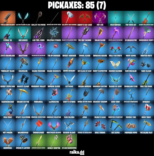 61 skins | John Wick | Spider-Man | Spider-Man Zero | Vivi Chroma | Lina Scorch | Subzero Cryptic | Knight's Helm | A0221