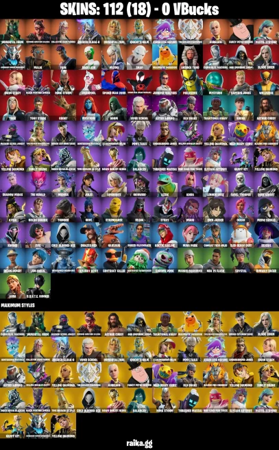 112 skins | Skull Trooper | Eren Jaeger | Mizuki | Spider-Man (Miles Morales) | Spider-Man 2099 | Immortal Form | A0376