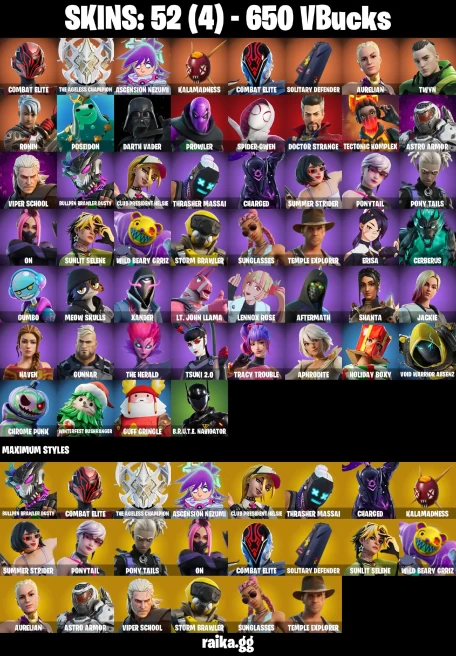 52 skins | Spider-Gwen | Combat Elite | The Ageless Champion | Ascension Nezumi | Kalamadness | Combat Elite | A0546