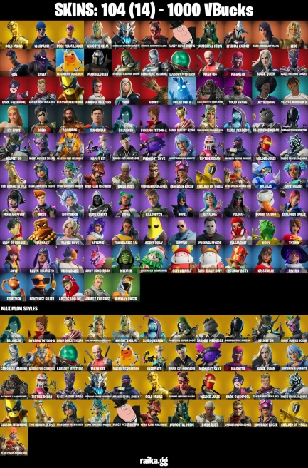 104 skins | Gold Midas | Mandalorian | Warpaint | Rose Team Leader | Knight's Helm | Harbinger Armor Omegarok | A0549