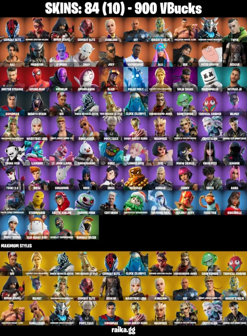 84 skins | Peter Griffin | Spider-Man | Spider-Gwen | Challenger Menace - Flame | Combat Elite | off | Knight's Helm | A0576