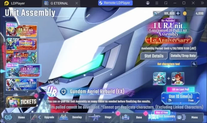 Global Rank 1 | FreshStory | 106+K Diamond, Selector Banner On, 8Gundam SSR+ 1Supp SSR | Gacha Acc, LogBandai Check SS RA227B