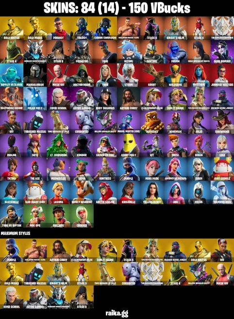 84 skins | Gold Midas | Gold Brutus | Mandalorian | Hot Marat | Prodigy | Trilogy | Carbon Commando | A0591