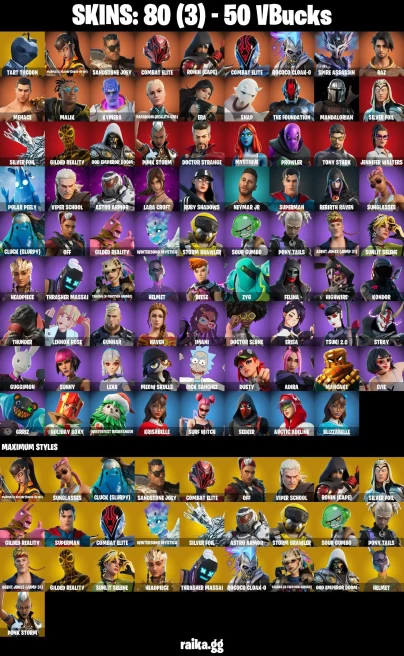 80 skins | Lara Croft | Mandalorian | Tart Tycoon | Magmatic Mizuki (Cover-up Off) | Sandstone Joey | Combat Elite | A0612