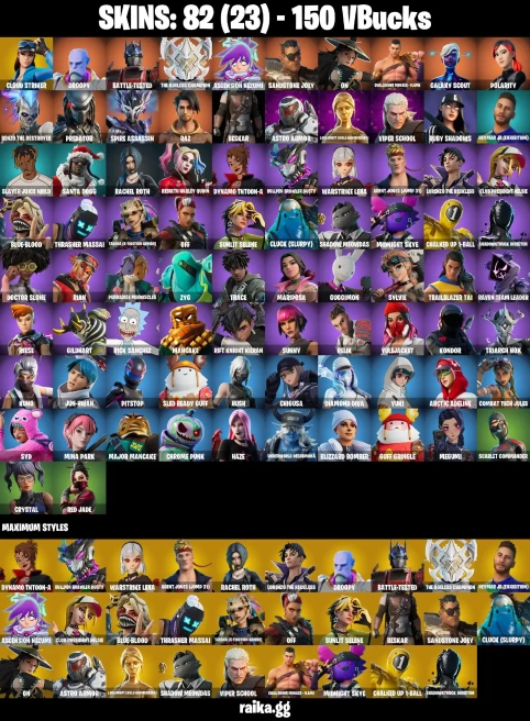 82 skins | Cloud Striker | Droopy | Battle-Tested | The Ageless Champion | Ascension Nezumi | Sandstone Joey | On | A0642