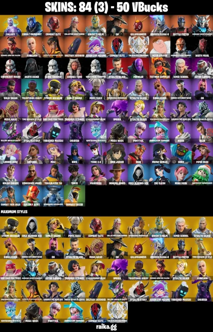 84 skins | Galaxy | Eren Jaeger | Peter Griffin | Cobalt Snowfoot | Combat Elite | Collector Kado Thorne | Knight's Helm | A0663