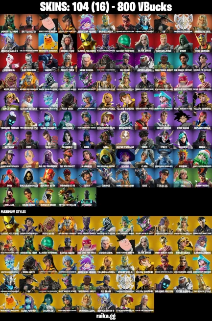 104 skins | Immortal Form | Battle-Tested | Fancy Peter Griffin | Magmatic Mizuki (Cover-up Off) | Ascension Nezumi | A0668